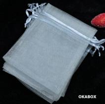 50 Saquinhos De Organza 20x30 Branco Fita Cetim-Lembrancinha