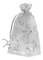 50 Saquinhos de Organza Branco com Flores 12x 16 cm 50 Saquinhos de Organza Branco com Flores 12x 16 cm