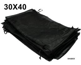 50 Saquinhos De Organza COR: PRETO - Tamanho: 30X40 Cm para Lembrancinhas - OKABOX