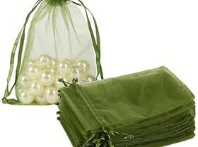 50 Saquinhos de organza verde Musgo 9x12 lembrancias