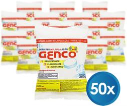 50 Tablete Pastilha Cloro Multipla Acao 3 em 1 T200 200g Genco