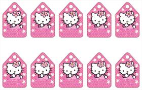 50 Tags de Agradecimento Hello Kitty Rosa 55 Mmx37mm