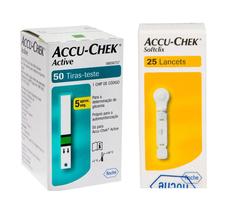 50 Tiras Reagentes Accu Chek Active + 25 Lancetas Softclix
