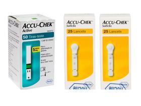 50 Tiras Reagentes Accu Chek Active + 50 Lancetas Softclix - Accu-chek