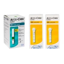 50 Tiras Reagentes Accu Chek Active + 50 Lancetas Softclix