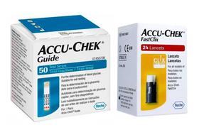 50 Tiras Reagentes Accu Chek Guide + 24 Lancetas Fastclix