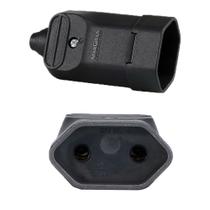 50 Tomadas Plug Femea 2 Pinos 10a Preto com Prensa Cabos