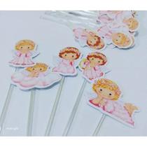 50 topper tag plaquinha para doces festa aniversário comemoração batizado anjinho roupa rosa menina
