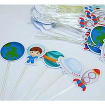 50 topper tag plaquinha para doces festa aniversário comemoração foguete astronauta baby espaço