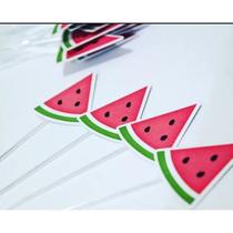 50 topper tag plaquinha para doces festa aniversário comemoração fruta fatia melancia