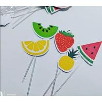 50 topper tag plaquinha para doces festa aniversário comemoração frutas frutinhas tropical limão melancia morango abacax