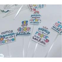 50 topper tag plaquinha para doces festa aniversário comemoração surpresa frases de otimismo