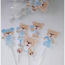 50 topper tag plaquinha para doces festa aniversário comemoração ursinho baby menino chá de bebê fralda