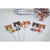 50 topper tag plaquinha para doces festa de aniversário surpresa lindos Gatos gatinhos pet