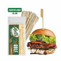 50 Un Espeto De Bambu Golf 15cm Para Lanche, Hamburguer, Hamburgueria