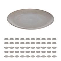 50 UN Prato Lanche Sobremesa Redondo Durável 20cm Cinza
