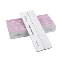 50 Unhas Postiças Cinza Retas - Kit Profissional com Placa de Esmeril Retangular