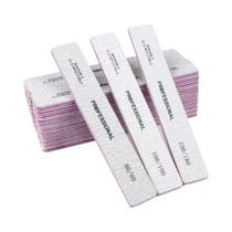 50 Unhas Postiças Cinza Retas - Kit Profissional com Placa de Esmeril Retangular