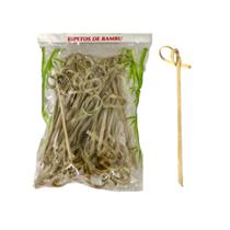 50 Uni Espeto Decorativo Nó Bambu Palito Lanches Petisco Finger Food 9cm