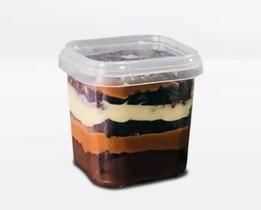 50 uni Pote Quadrado de 220 ml com lacre Ultra Resistente - ideal para Bolo de Pote