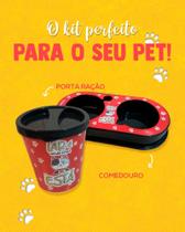 50 Unid - Kit Pet Comedouro/bebedouro com Porta ração - Vermelho ou Turquesa