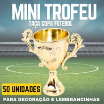 50 unid mini trofeu decoração lembrancinha, futebol taça, campeão