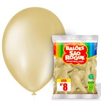 50 Unidades Balão Bexiga Liso Redondo Número 8 Polegadas São Roque - Balões Bexigas Várias Cores Para Festas e Comemorações