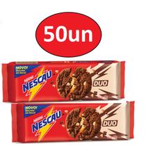 50 Unidades Biscoito Cookies Duo Nescau Nestlé 60G