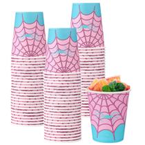 50 unidades de copos de papel Honoson Pink Spider Girl 266 ml para festa