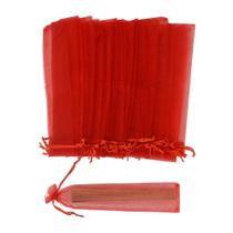 50 unidades de sacolas de presente de organza vermelha Bezall, 26x6 cm, cordão