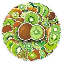 50 unidades/lote de adesivos de frutas de kiwi em vinil impermeável para grafite Deca