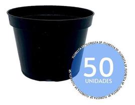 50 Vasos Pote 11 Plástico Rígido Preto p/ Suculentas e Mudas