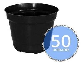 50 Vasos Pote 13 Plástico Rígido Preto p/ Suculentas e Mudas