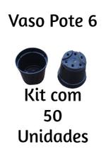 50 Vasos Pote 6 para Plantas Suculentas Cactos - Cor Preto