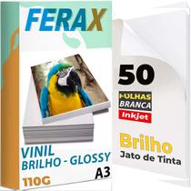 50 Vinil Adesivo Branco Brilho A3 - Impressora Jato De Tinta