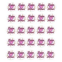 500 Adesivos Vinil Para Embalaguem Frase Feito c/ Amor 4,5cm