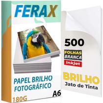 500 Folhas Papel Fotográfico Glossy 180g 10x15 Padrão - FERAX
