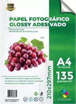 500 Folhas Papel fotográfico glossy adesivo 135gr X colour