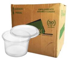 500 Potes Plástico 200Ml Redondo Com Tampa Bolo Plaszom - Rioplastic