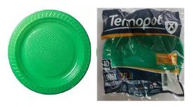 500 Prato Descartável Plástico Verde Sobremesa 15Cm