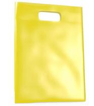 500 Sacolas Plásticas Amarela Alça De Boca De Palhaço 20X30