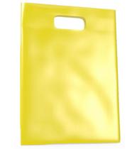 500 Sacolas plásticas Amarela alça de boca de palhaço 20x30