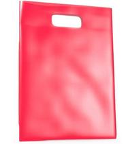 500 Sacolas Plásticas Vermelha Alça De Boca De Palhaço 20X30