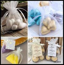 500 Saquinhos De Organza 7X9 Cm Branco Fita Cetim
