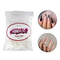 500 Tips Stiletto Transparente Unhas de Gel, Honey Girl 500 Tips Stiletto Transparente Unhas de Gel, Honey Girl