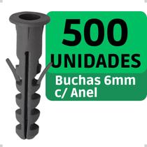 500 Unidades Bucha C/ Aba Anel 6mm Sem Parafuso Bucha para Construção Fixação em Tijolo Alvenaria Concreto Parede 500 Unidades Bucha C/ Aba Anel 6mm Sem Parafuso Bucha para Construção Fixação em Tijolo Alvenaria Concreto Parede