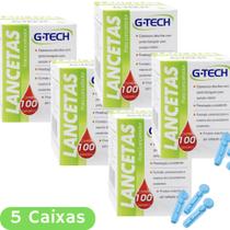 500Un Lancetas 5 caixas G-tech Agulha 28g Punção Controle Glicose Diabetes Glicemia Amostra Sangue