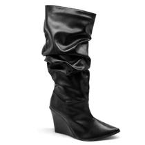 501FPE-Bota Feminina Slouch Cano Alto Salto Anabela Floter 501FPE-Bota Feminina Slouch Cano Alto Salto Anabela Floter