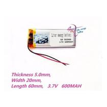 502060 C/ 600mah 5mmx20mmx60mm 2 Fios 3,7v