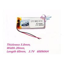 502060 C/ 600mah 5mmx20mmx60mm 2 Fios 3,7v Nova